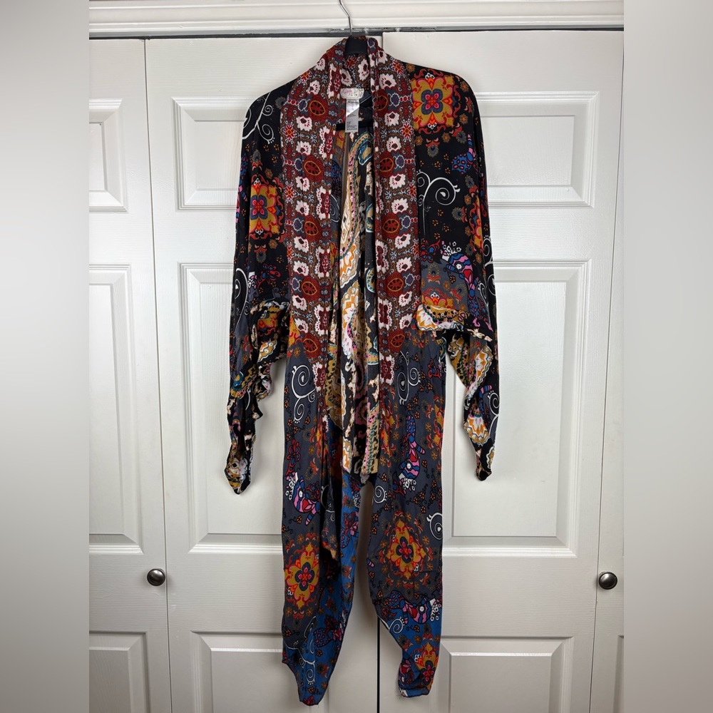 Free People Marley Mixed Print Little Wing Boho Kimono One size - Picture 2 of 9